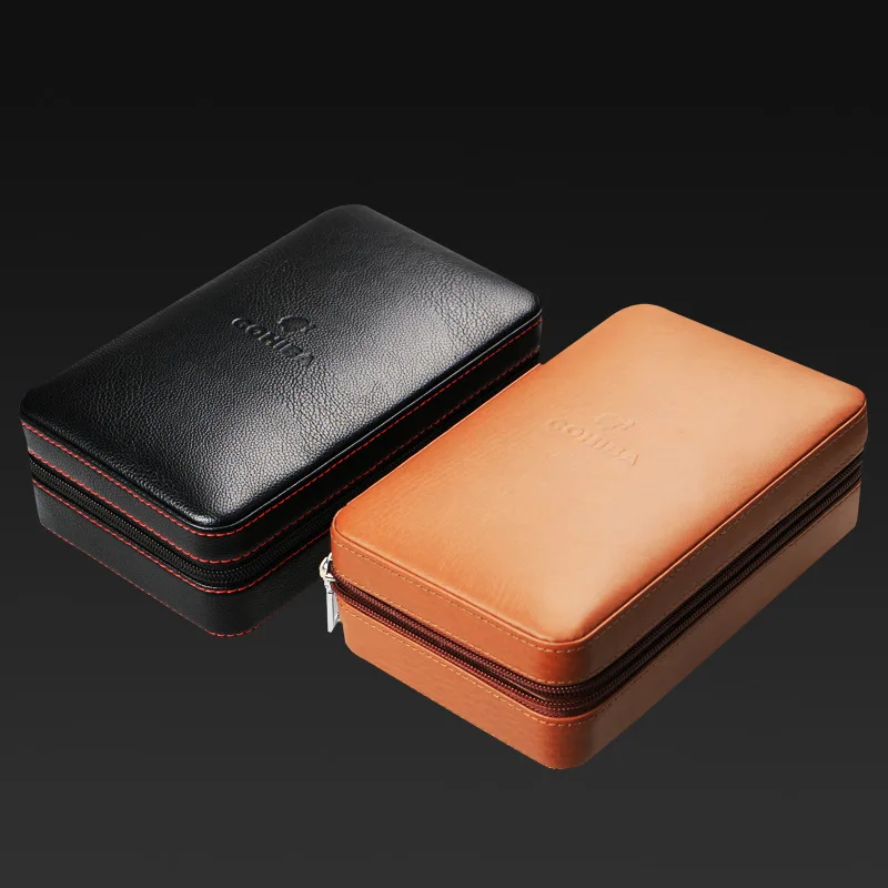 Cigar Moisturizing Box Humidifying Leather Portable Traveling Smoke Box Cohiba Cigar Humidor