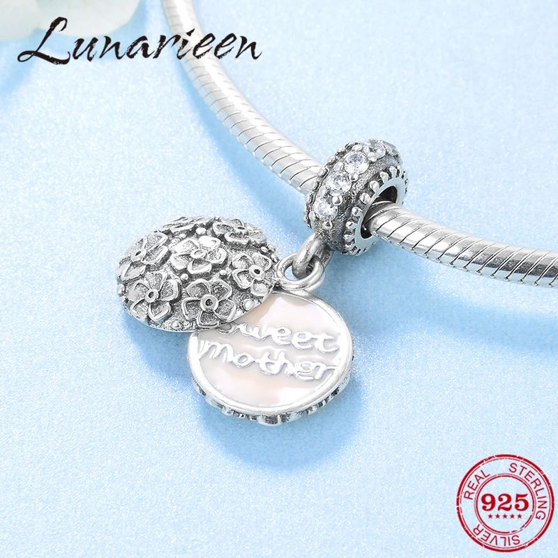 

New Authentic 100% 925 Sterling Silver SWEET MOTHER flowers Fine Pendants Fit Original Pandora Charm Bracelet Jewelry making