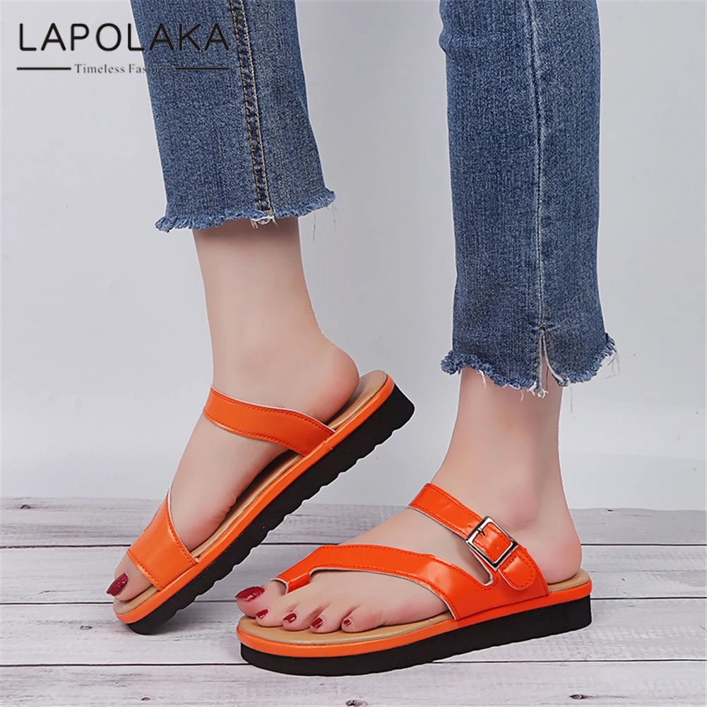 

Lapolaka Large Size 43 Vacation Sandals Woman Shoes Flat Comfortable Summer Casual Shoes Woman Sandals Slip On Soft Sole