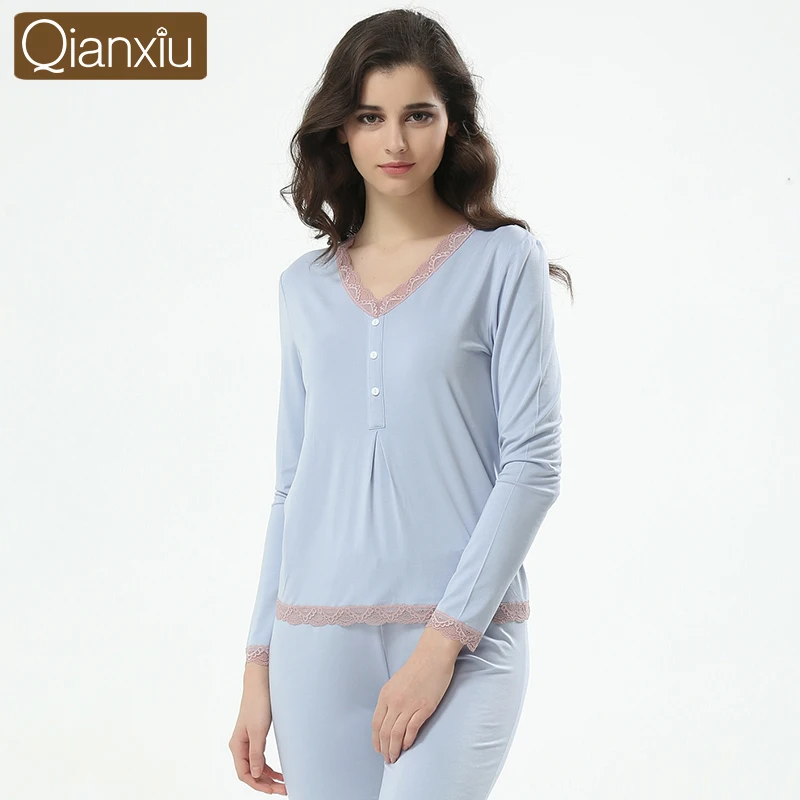 Qianxiu 2016 high quality Modal Pajamas for Ladies O neck