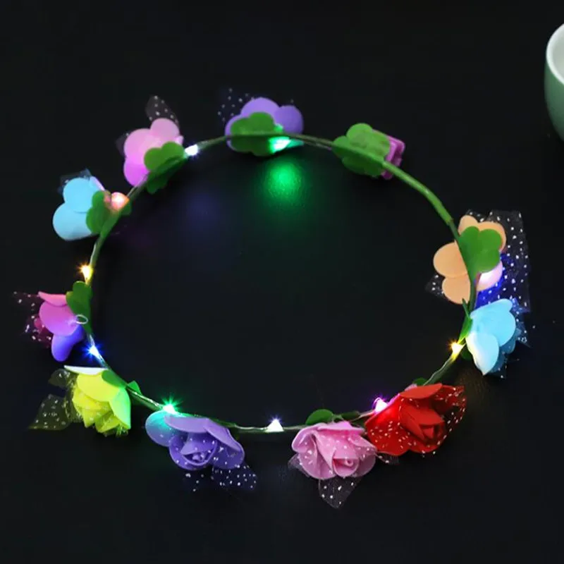 2019 New Colorful LED Light Up Flower Headband Blinking Flashing Floral ...