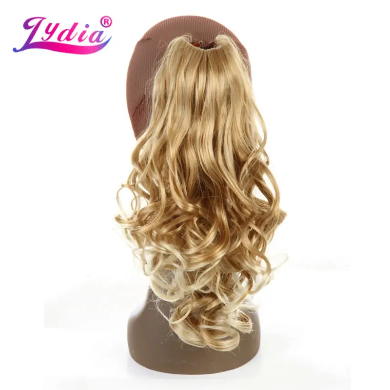 

Lydia 1PC Hair Extension 16" Pure Color Blond Curly Wave Synthetic Ponytails Claw Hairpieces Nature Tail Hair Pieces