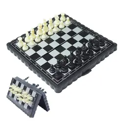 5x5 дюймов шахматы портативная Пластиковая Складная доска с магнитные шахматы мини шахматы набор головоломки вечерние Семейные события