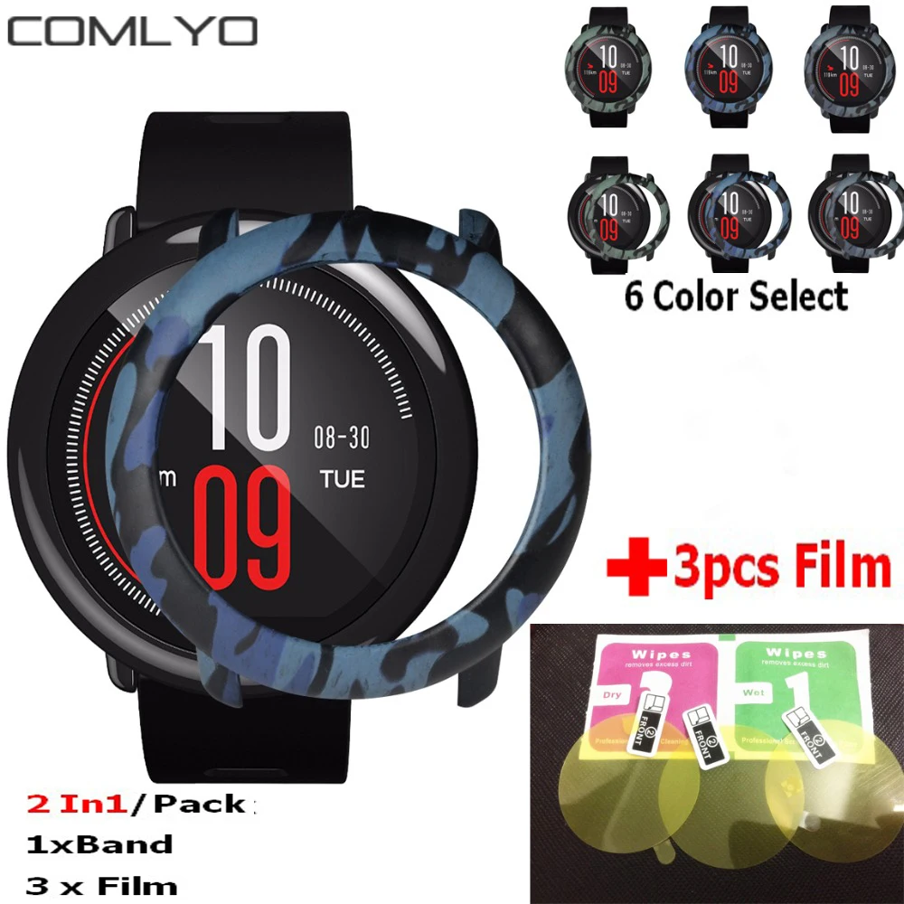 2 в 1 Камуфляжный Тонкий чехол для Xiaomi Huami Amazfit Pace защитный + пленка экрана часов