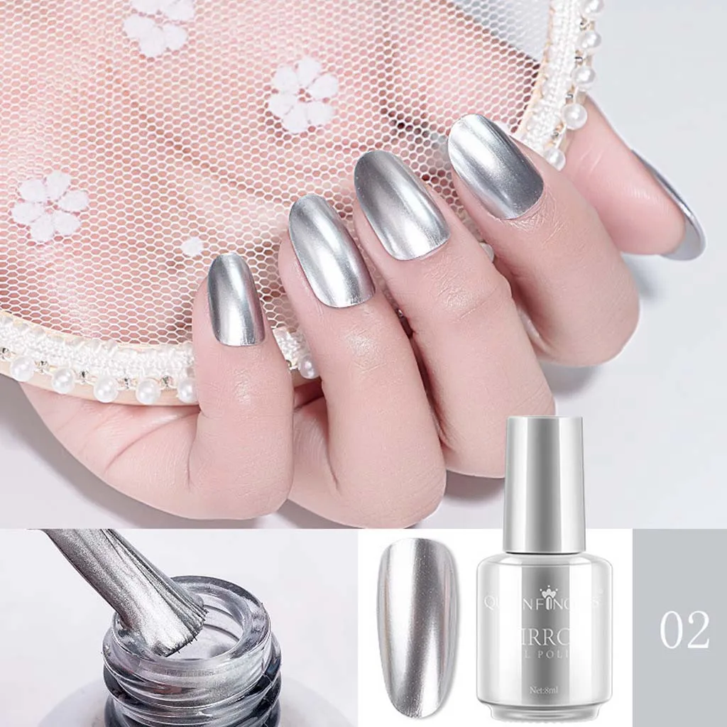 

12 Colors Mirror Nail Polish Titanium Metallic Silver Gold Non-peelable Varnish Metal Nails Manicure Lacquer Nail Art