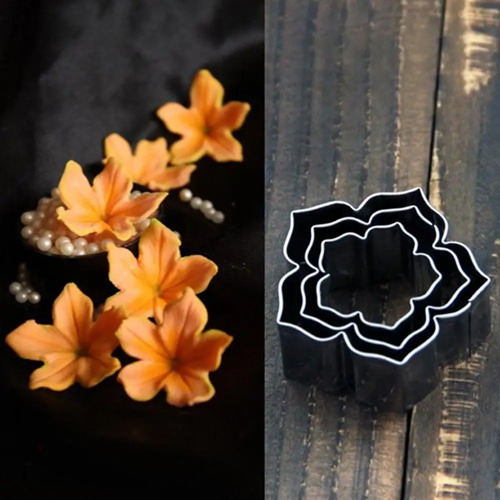 

3Pcs Flower Stainless Steel Cookie Cutter Mold Biscuit Fondant Cake Pastry Mould