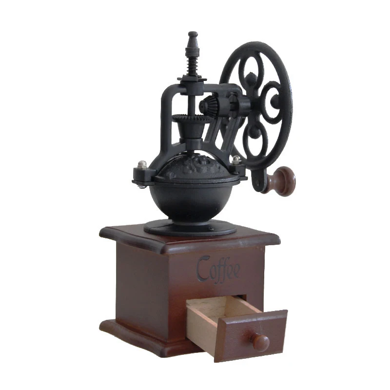 

Beans Coffee Grinder Cast iron Wear resistant 11.3*11.4*24CM Dust proof Vintage Large wheel Manual High quality