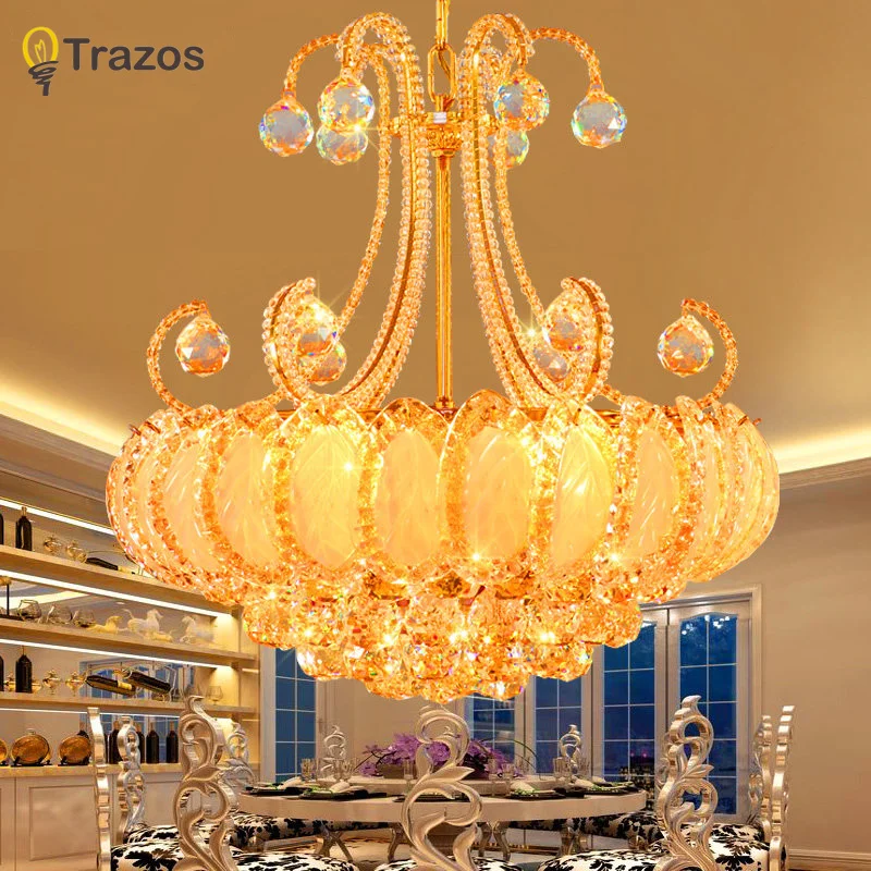  2019 Gold Round Crystal Chandeliers For Living Room Bedroom Kitchen Indoor Lamp luminaria home deco - 32496182763