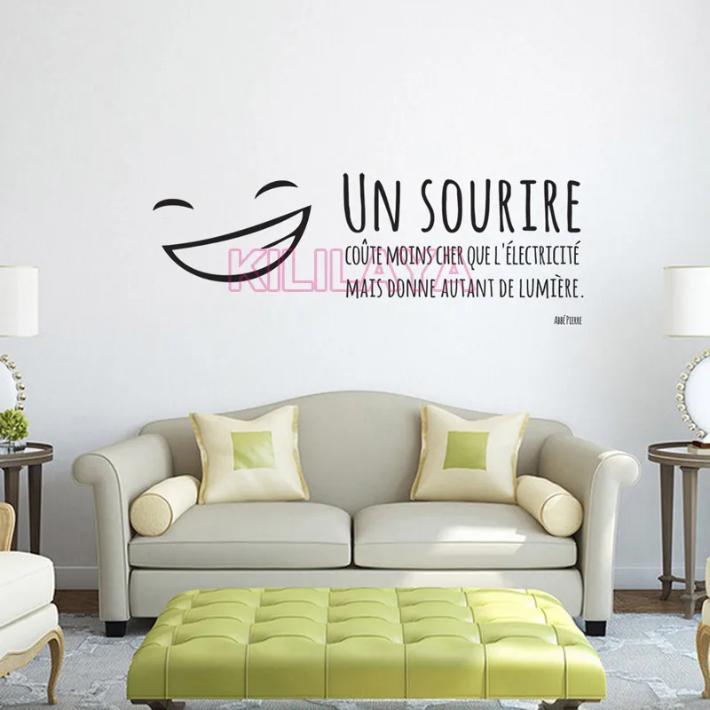 Stickers French Quotes Un Sourire Vinyl Wall Sticker Decals Murals Wall Art For Kids Living Room Home Decor House Decoration Sticker Vinyl Wall Art Sticker Tapeart Wash Aliexpress