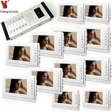 YobangSecurity 7 Inch Wired Video Door Phone Visual Intercom Doorbell with 12* Monitor+1* Camera For 12 Units Apartment Intercom