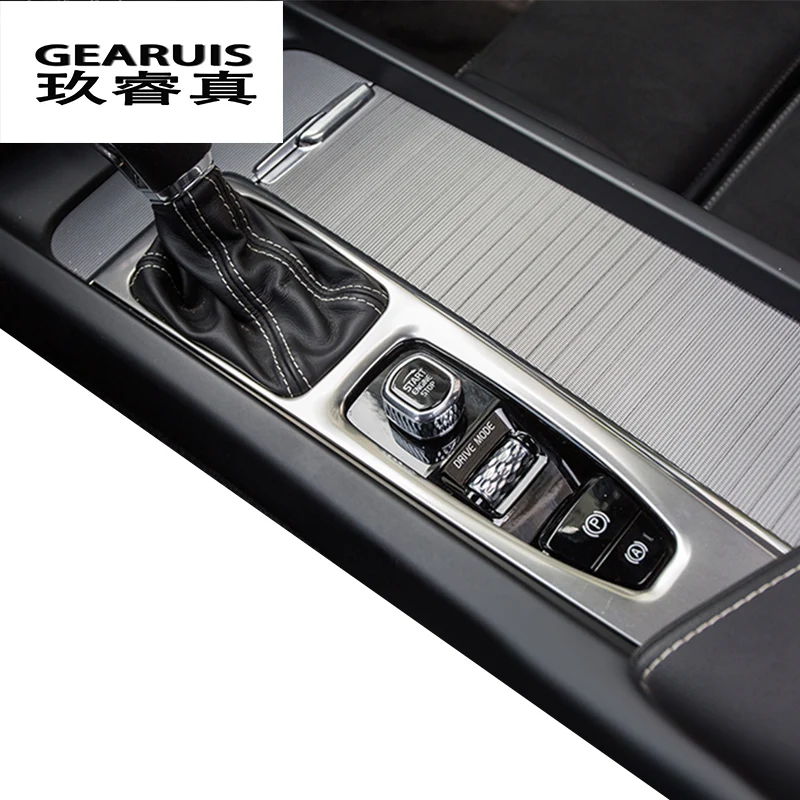 

Автомобильный Стайлинг для Volvo XC60 2018 панельная Накладка для коробки передач отделка консоли украшение полосы наклейки LHD интерьер авто аксессуары