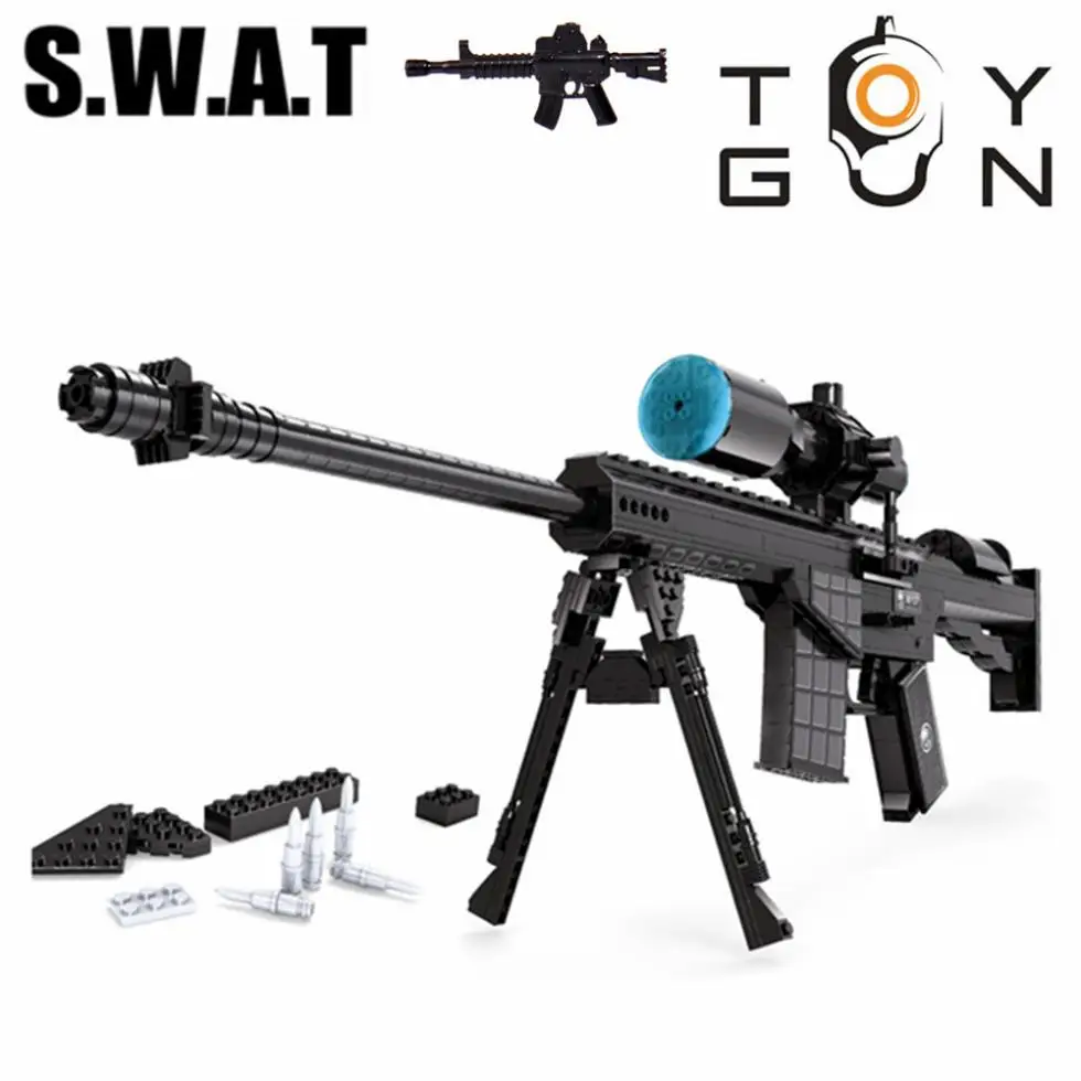 

SWAT CITY M107 Sniper Assault Rifle GUN Weapon Arms Model 1:1 3D DIY Building Blocks Bricks Children Kids Toys Gifts