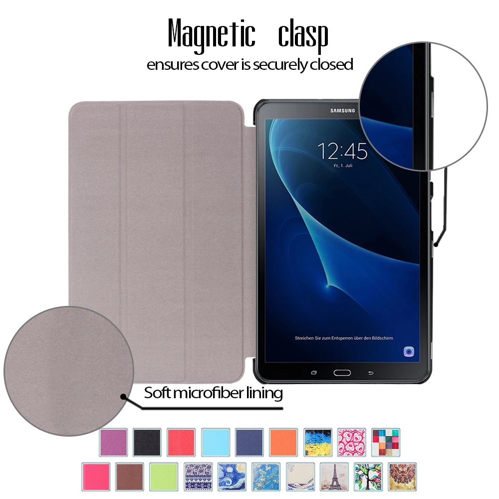 Тонкий складной Магнитный флип чехол из ПУ кожи для Samsung Galaxy Tab A 10 1 дюйма 2016 T580 T585