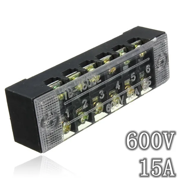 

2016 New 600V 15A 6 Position Double Row Wire Barrier Block Screw Terminal Strip Panel