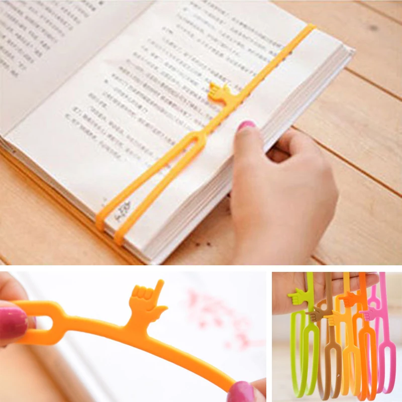 Creatiees Novelty Book Marker Strap for School Supplies Stationery Gift Office Supply Assorted Colors 16pc Funny Help Me Bookmarks & Silicone Finger Pointing Bookmarks