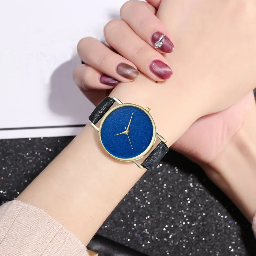 

Minimalist Blue Dial Fashion Watches women luxury brand wristwatches fashionable Neutral Fashion Leather Quartz Wrist Watch @F