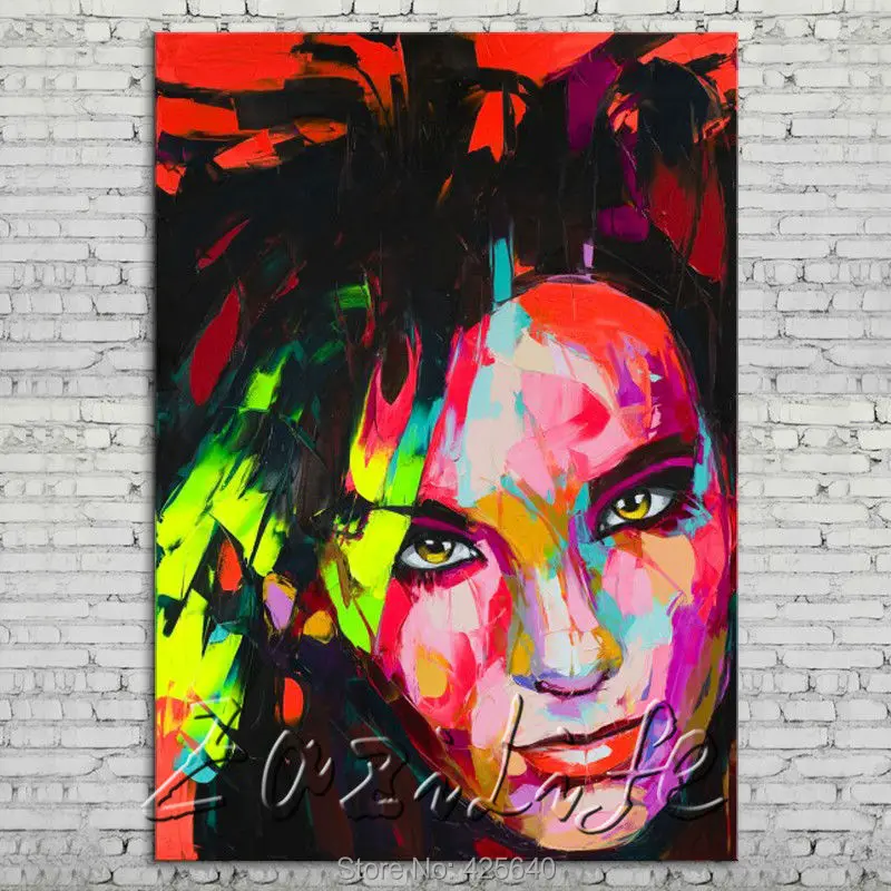 

Palette knife portrait Face Oil painting Character figure canvas Hand painted Francoise Nielly wall Art picture 18