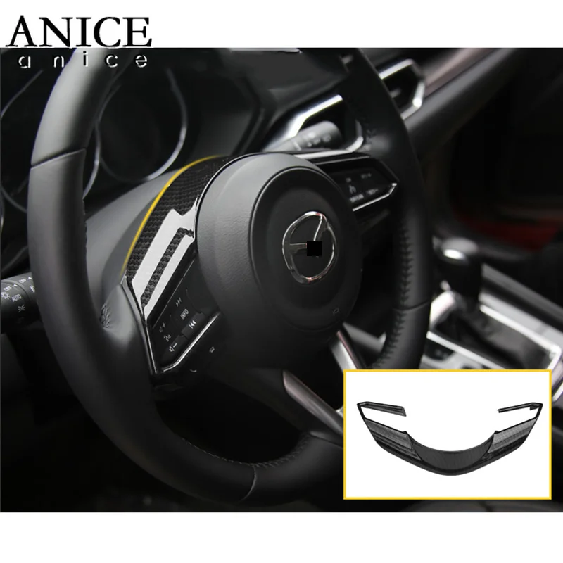 

Carbon fiber color ABS Steering Wheel Frame Decorator trim fit For Mazda2 2018
