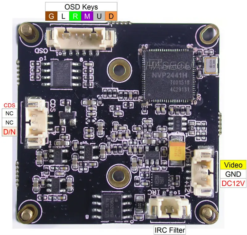 AHD H M CVBS 1/2.7 &quotOmniVision CMOS OV2710 + NVP2441 DSP CCTV плата модуль камеры печатная OSD кабель 2 МП LEN