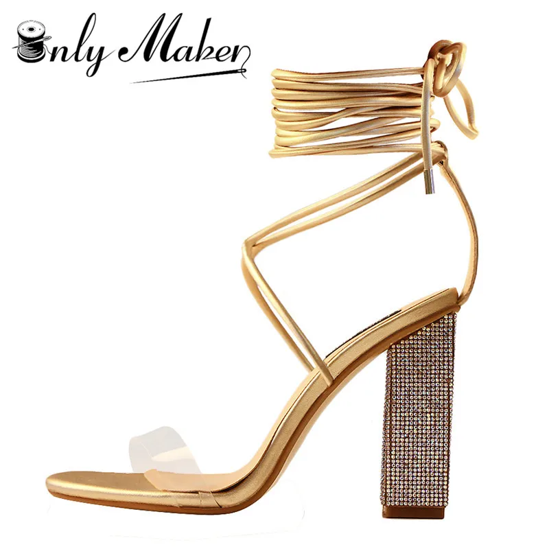 Onlymaker Womens Flat Rhinestone Toe Ring Strappy Soft Flat Sandals