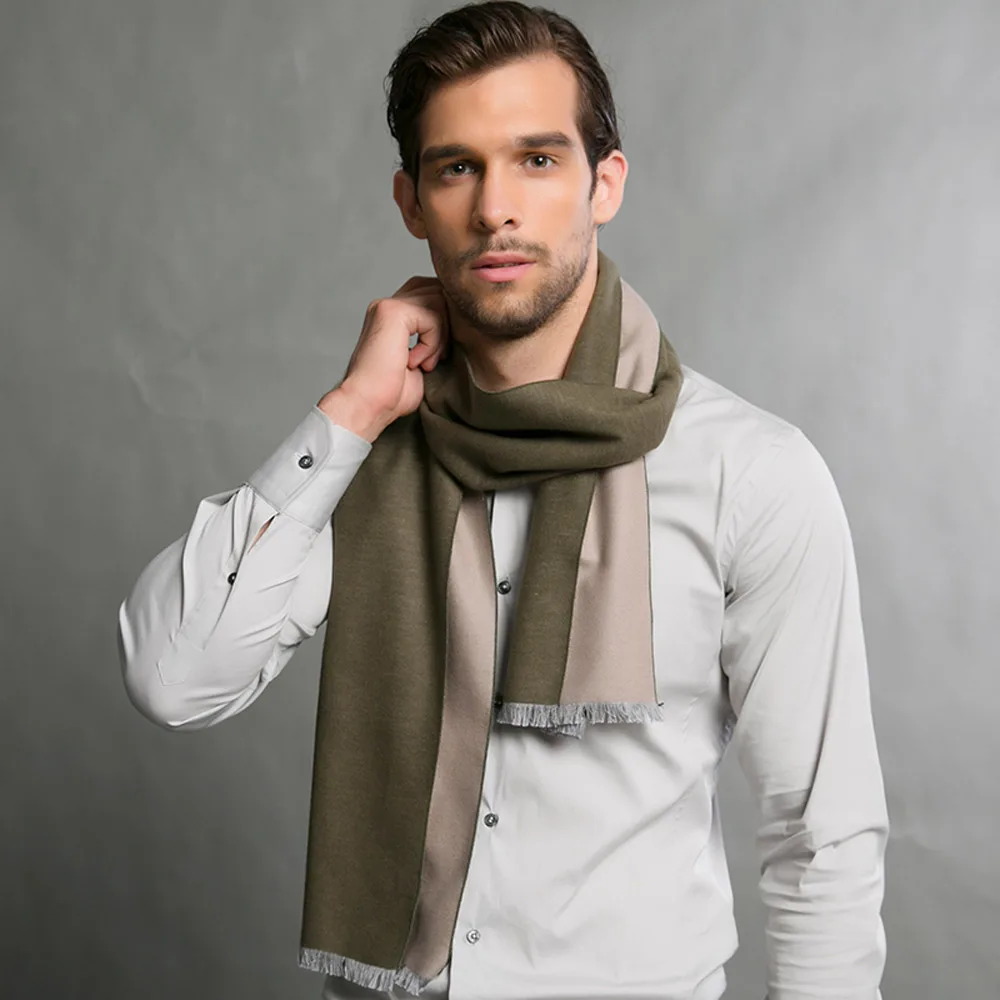 2017 New Scarf Winter Men Scarf Brushed Mulberry Silk Cotton Solid