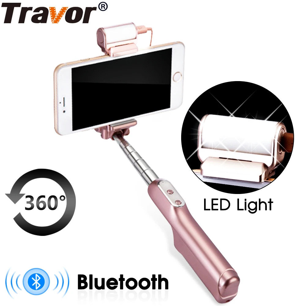

TRAVOR New Mobile Phone Selfie Stick Monopod Light Fill Light Beauty Photo Artifact With Button For Iphone Millet Huawei Samsun