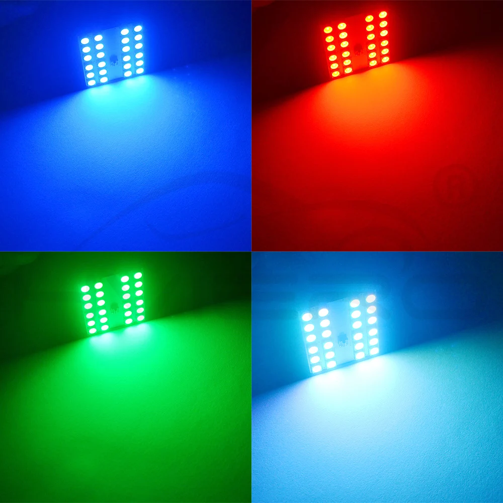 2X T10 RGB 5050 24SMD автомобиля светодио дный BA9S DC 12 В удаленного Управление RGB Панель интерьер Авто Огни Чтения Купол переходник для фестона Свет