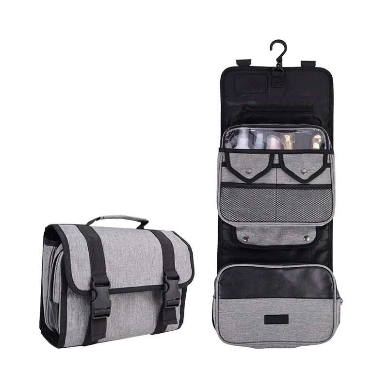 

Men's Gray Cosmetic Bags Travel Make Up Beauty Pouch Luggage Weekend Overnight Toiletries Bra Socks Sort Organizer Accessories