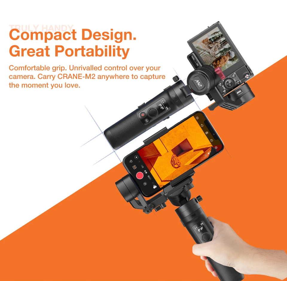 3 осевой Ручной Стабилизатор Zhiyun Crane M2 Для беззеркальных камер и экшн Sony A6500 A6300 Canon