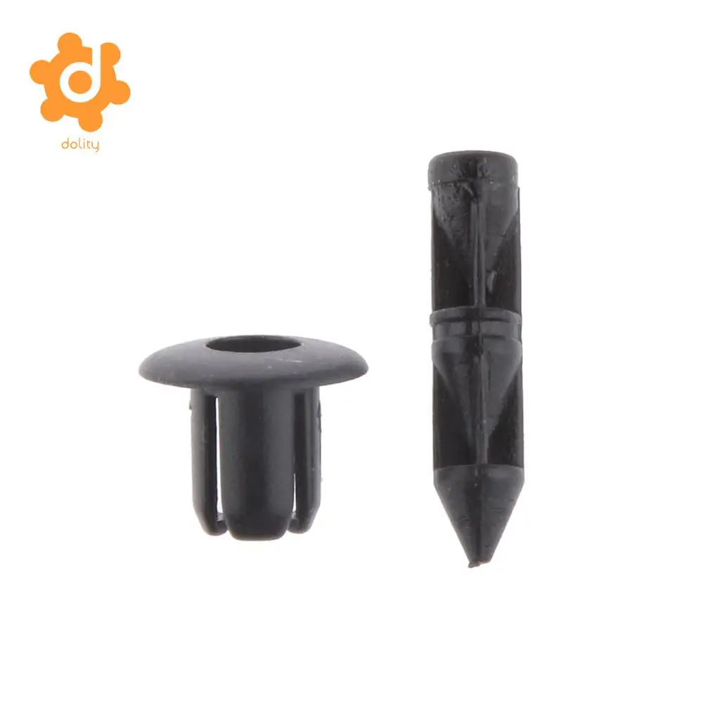 50pcs 6mm Hole Black Plastic Push In Type Rivets Fastener Pin Clips ATV for Yamaha for Suzuki High Quality Durable Nylon