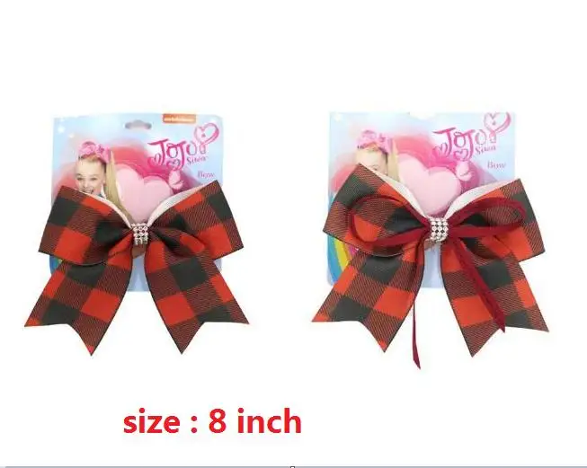 

8 inch jojo bow gingham Grosgrain Ribbon Bowknot cheer bow letter ribbon Hair Bows Hair Accessories 10pcs