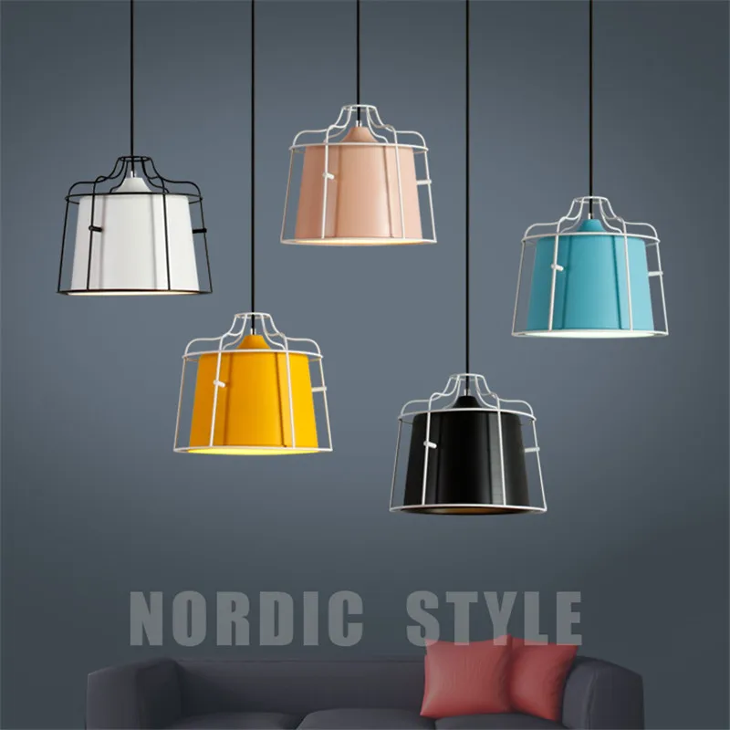

Nordic Loft Lamp Indoor LED Pendant Light Iron Art Cage Single Head Postmodern Creative Kitchen Restaurant Home Lighting Decor