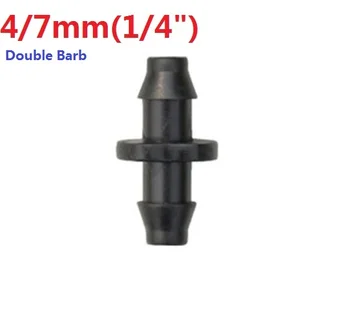 

200PC/LOT 1/4" Barbed Connector Double Barb single barb connect to 4/7mm(1/4")polyethylene Tubing with Micro Irrigation sprinker