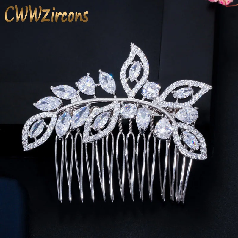 CWWZircons элегантный свадебный гребень для волос с цветами в форме листьев
