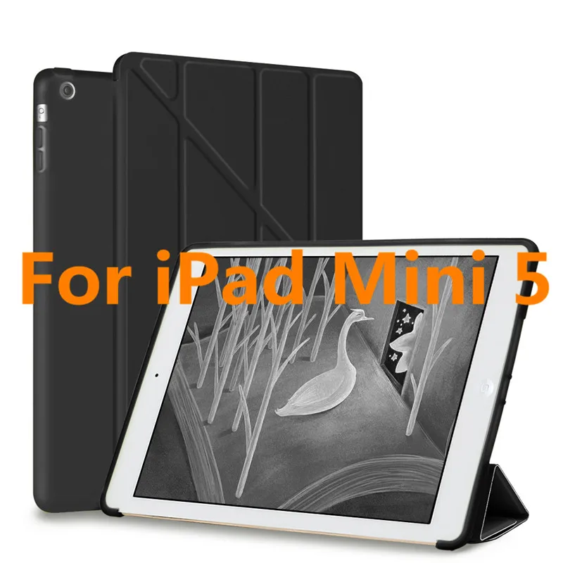 Funda Capa для iPad Mini 5 4 3 2 1 чехол для iPad Mini 2013_ Smart Wake-Sleep& Slim& Soft& Transformer - Цвет: Mini 5-BK