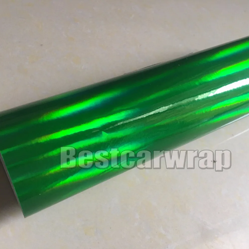 holographic chrome car wrapping styling with air bubble free Green Laser rainbow chrome (5)