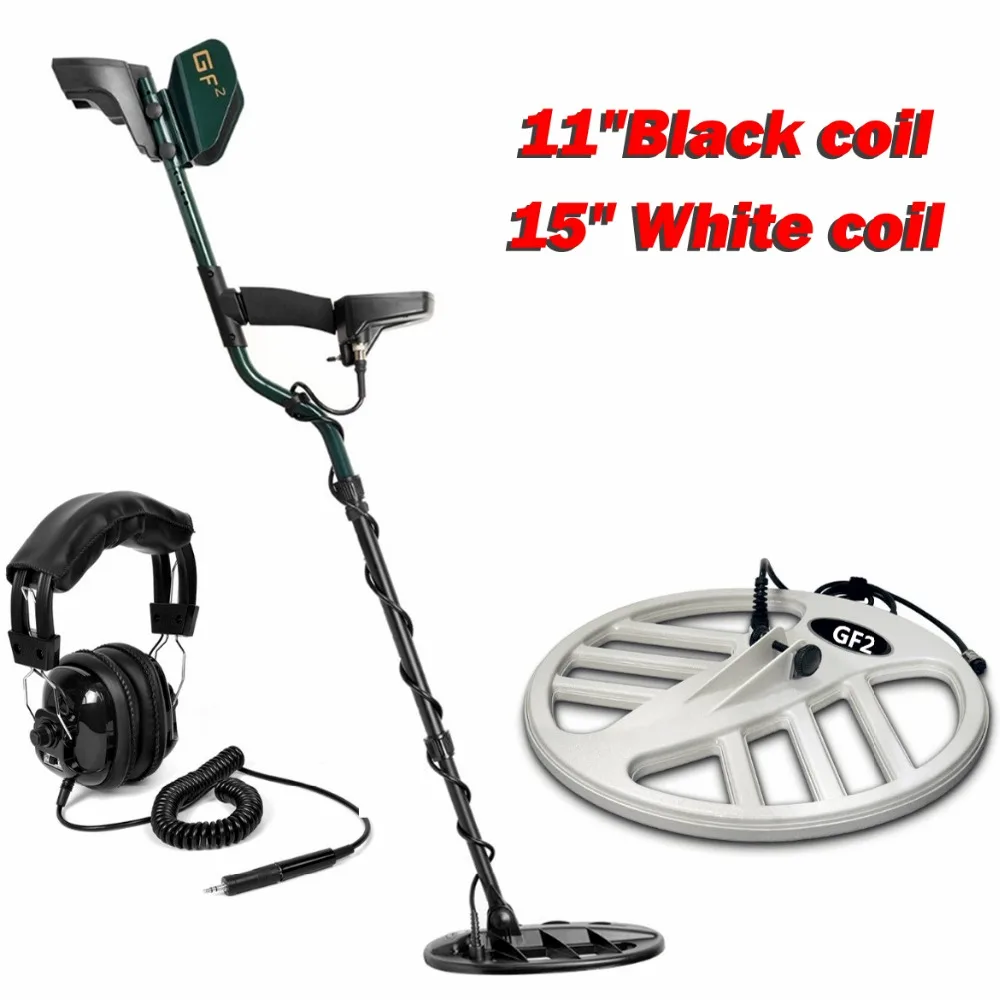 

Professional Underground Metal Detector GF2 Treasure Hunter LCD Display with 11" Black Coil & 15 " white coil