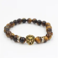 Украшения Природный Тигровый глаз микро циркониевый сверло круг сплав большой Meatball браслет