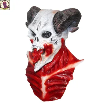 

Vivid Bloody Skeleton Horror Baphomet Masks Latex For Halloween Party Decoration Props