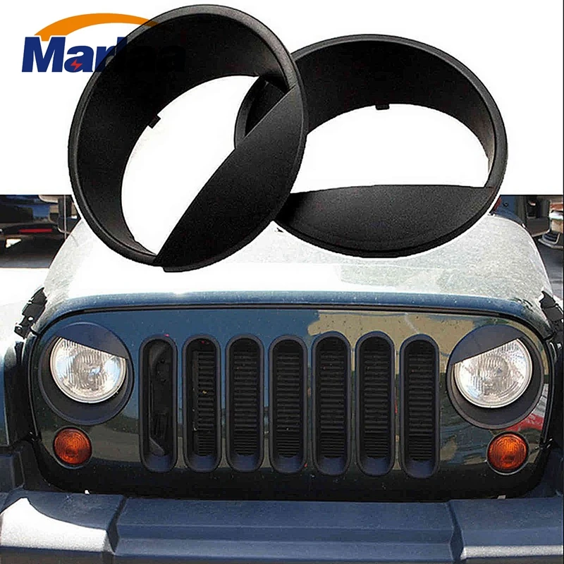 Pair Headlight Cover Black Angry Bird Bezels for Jeep JK & Wrangler