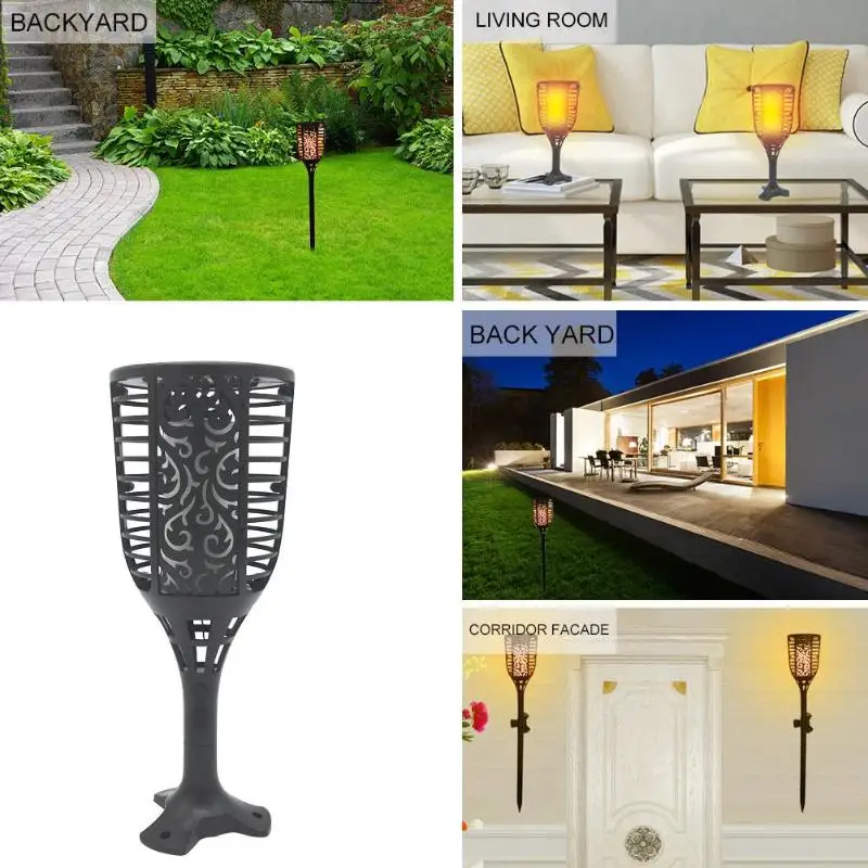 

96pcs Square LED Solar Flame Light Outdoor Lawn Ground Lamp Torch Lights for Outdoor Courtyards Gardening Lawn Lighting Lamps