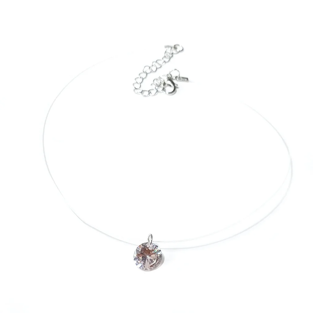 

Crystal Transparent Fishing Line Necklaces Chocker Necklace Invisible Chain Choker Necklace Pendant On Line Neck Wedding Women