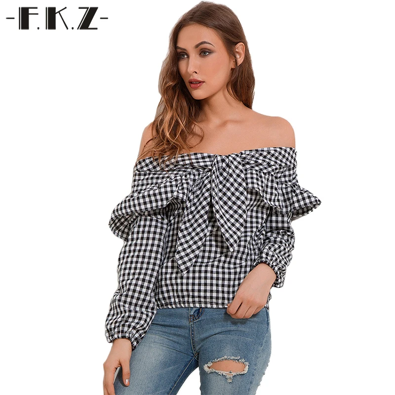 Фкз модные Блузка с длинными рукавами Slash Средства ухода за кожей шеи плеча