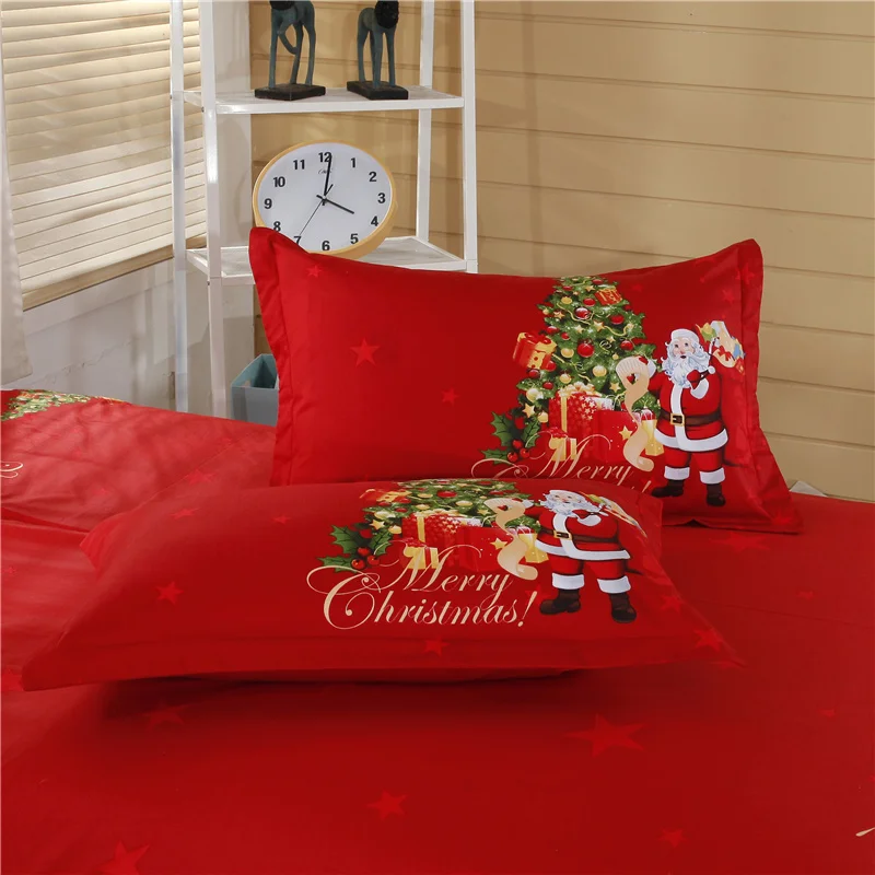 Красный, синий роскошный комплект постельного белья с рождественской елкой, оленем, Подарочный комплект постельного белья Твин/Квин/кинг-сайз, хлопок, мягкий пододеяльник, наволочка, комплект простыней