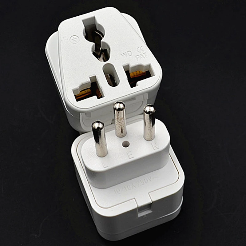 10pcs White Switzerland Plug Adapter 2 Pin to Swiss 3 Round Pin Plug Socket Input AC 2.5V250V