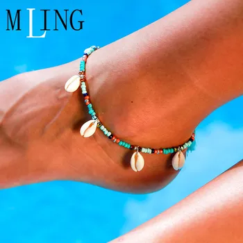 

MLING Bohemian Shell Anklet For Women And Girl Charm Beads Bracelet Anklet Fashion Summer Ocean Jewelry Gifts