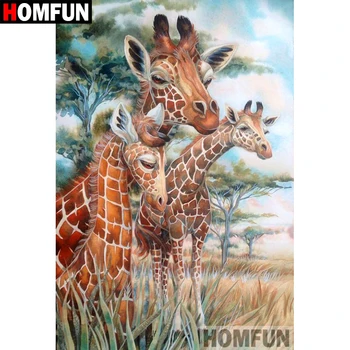 

HOMFUN Full Square/Round Drill 5D DIY Diamond Painting "Animal giraffe" Embroidery Cross Stitch 5D Home Decor Gift A07671