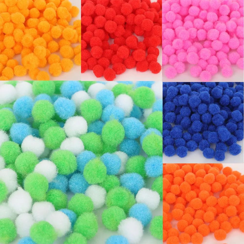 

300pcs/lot 10mm Mixed Color Soft Fluffy Plush Pom Pom Ball For Wedding Home Party Decoration DIY Crafts Supplies