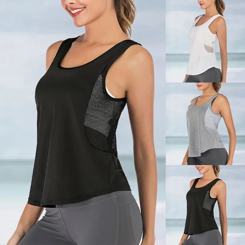

Mesh Running Vest Women Yoga Tank Top Breathable Sports Shirt Sleeveless Gym Fitness Workout Tops 2019 Female Sports Vest