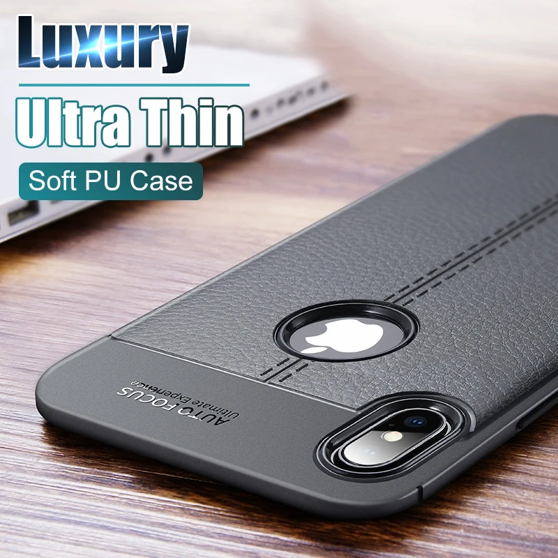 

Luxury Leather PU Silicone Soft Case On The For iphone 8 7 6 6s PLus X Full Cover For iphone X Xr Xs Max Shockproof Bumper Case